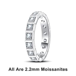 AnuJewel 2.2mm D Color Moissanite Princess Eternity Band Ring 925 Sterling Silver Wedding Band For Women Jewelry Wholesale