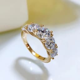 IOGOU Luxury 3.6CTTW All Moissanite Wedding Ring 5 Stone Sparkling Diamond Engagement Band 925 Sterling Silver Jewelry for Women