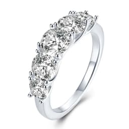 IOGOU Luxury 3.6CTTW All Moissanite Wedding Ring 5 Stone Sparkling Diamond Engagement Band 925 Sterling Silver Jewelry for Women