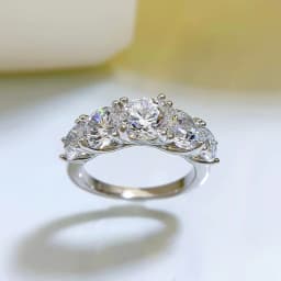 IOGOU Luxury 3.6CTTW All Moissanite Wedding Ring 5 Stone Sparkling Diamond Engagement Band 925 Sterling Silver Jewelry for Women