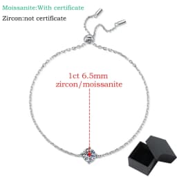 Smyoue 1CT 6.5mm Zircon/moissanite Bracelets for Women Classic Adjustable Chain Lab Diamond 100% 925 Sterling Silver Jewelry