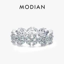 MODIAN Classic 925 Sterling Silver Clear CZ Dazzling Flower Stackable Finger Ring For Women 2021 Party Fine Female Jewelry Anel