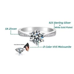 NKHOG Real 3 Carat Moissanite Rings For Women 925 Sterling Silver Classic 6 Claws Engagement Band Jewelry Romantic Wedding Ring