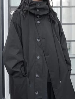 Lautaro Spring Autumn Long Oversized Black Trench Coat with Hood Dark Academia Aesthetic Luxury Designer Clothes for Women 2022