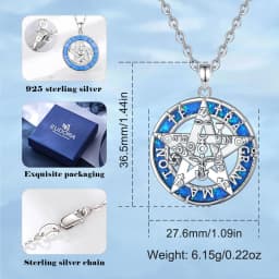 Eudora 925 Sterling Silver Pentagram Pendant for Man Women 18k Gold Opal Tetragrammaton Amulet Necklace Witch Jewelry Personalit