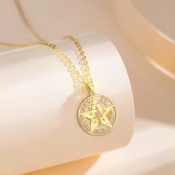Eudora 925 Sterling Silver Pentagram Pendant for Man Women 18k Gold Opal Tetragrammaton Amulet Necklace Witch Jewelry Personalit