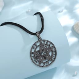 Eudora 925 Sterling Silver Pentagram Pendant for Man Women 18k Gold Opal Tetragrammaton Amulet Necklace Witch Jewelry Personalit
