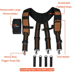 MELOTOUGH Magnetic Suspenders Tool Belt Suspenders with Large Moveable Phone Holder