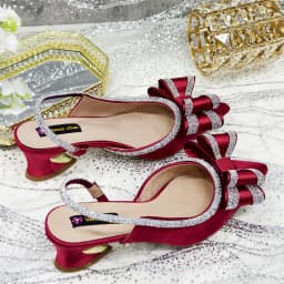 Venus Chan Italy Design 2025 New INS Shoes and Bag to Match Wine Colour Pointed-Toe Rhinestone Bow Party Women's High Heels