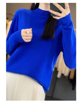 Autumn Winter 100% Merino Wool Sweater Women First Line Seamless Half-high Collar Pullover Basis Casual Cashmere Knit Solid Tops