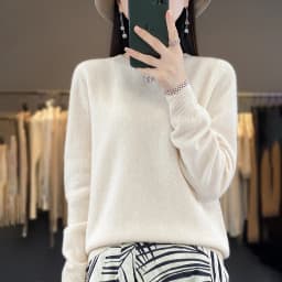 Autumn Winter 100% Merino Wool Sweater Women First Line Seamless Half-high Collar Pullover Basis Casual Cashmere Knit Solid Tops
