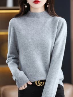 Autumn Winter 100% Merino Wool Sweater Women First Line Seamless Half-high Collar Pullover Basis Casual Cashmere Knit Solid Tops