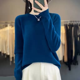 Autumn Winter 100% Merino Wool Sweater Women First Line Seamless Half-high Collar Pullover Basis Casual Cashmere Knit Solid Tops
