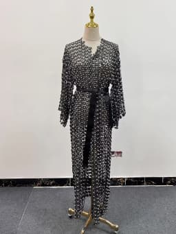 TWOTWINSTYLE Solid Patchwork Pearls Elegant Dresses For Women O Neck Long Sleeve Spliced Bowknot Midi Slimming Dress Female New