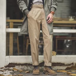 Maden Vintage Adjustable High Waist Gurkha Pants Khaki Casual Cargo Work Pants Classic Straight Trousers for Men's Spring Fall