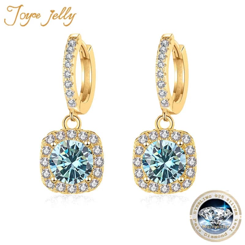 JoyceJelly 1ct Moissanite Earrings 18 Color Choice Solid Sterling Silver 925 Plated 18K Gold Fine Jewelry For Women WeddingParty