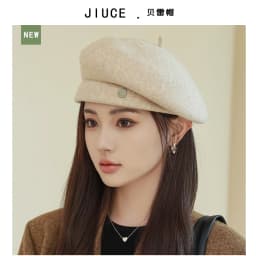 High-end Asymmetrical Woolen Newsboy Hat Women's autumn-winter Octagon Hat Painter Beret Hat Vintage Fez Hat M401
