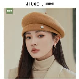 High-end Asymmetrical Woolen Newsboy Hat Women's autumn-winter Octagon Hat Painter Beret Hat Vintage Fez Hat M401