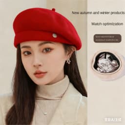 High-end Asymmetrical Woolen Newsboy Hat Women's autumn-winter Octagon Hat Painter Beret Hat Vintage Fez Hat M401