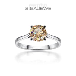 GIGAJEWE 1ct 6.5mm Round Cut D VVS1 Moissanite 925 Silver Ring Diamond Test Passed Fashion Claw Setting Girl Women Gift