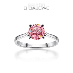 GIGAJEWE 1ct 6.5mm Round Cut D VVS1 Moissanite 925 Silver Ring Diamond Test Passed Fashion Claw Setting Girl Women Gift