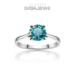 GIGAJEWE 1ct 6.5mm Round Cut D VVS1 Moissanite 925 Silver Ring Diamond Test Passed Fashion Claw Setting Girl Women Gift
