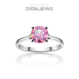 GIGAJEWE 1ct 6.5mm Round Cut D VVS1 Moissanite 925 Silver Ring Diamond Test Passed Fashion Claw Setting Girl Women Gift