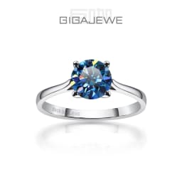 GIGAJEWE 1ct 6.5mm Round Cut D VVS1 Moissanite 925 Silver Ring Diamond Test Passed Fashion Claw Setting Girl Women Gift