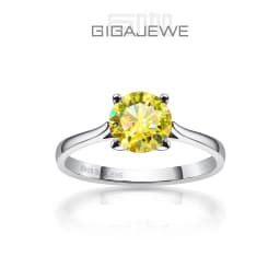 GIGAJEWE 1ct 6.5mm Round Cut D VVS1 Moissanite 925 Silver Ring Diamond Test Passed Fashion Claw Setting Girl Women Gift