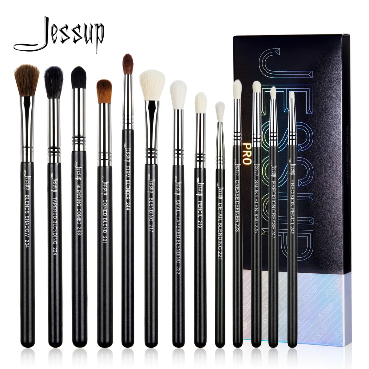 Jessup Eye Makeup Brushes Set Professional Eye Blending Brush Synthetic Blends Shadow Crease Pencil Smoky T338