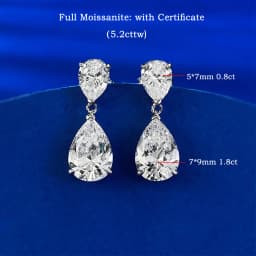 GRA Certified 5cttw Waterdrop Moissanite Drop Earrings for Women 925 Sterling Silver Pear Cut Diamond Stud Earring Bride Jewelry