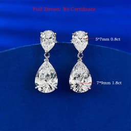 GRA Certified 5cttw Waterdrop Moissanite Drop Earrings for Women 925 Sterling Silver Pear Cut Diamond Stud Earring Bride Jewelry