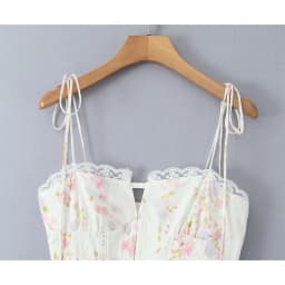 YENKYE Sexy Elegant Women Lace Patchwork Floral Print Sling Mini Dress Low Waist A-line Summer Holiday Party Dresses Pretty Robe