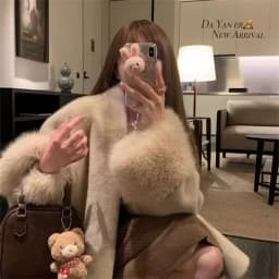 2026 Imported Velvet Mink Fur Coat With Mink Fur Collar,Temperament  Medium Length Fur Jacket Women