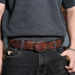Genuine Leather Tough Guy Men's Belt Luxury Designer Strap Thick Cowhide Pure Copper Buckle Lucky Totem Classic Retro Jeans Belt