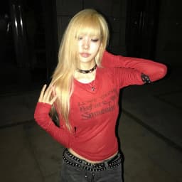 Karrcat Grunge Aesthetics Letter Print T-shirt Trashy 2000s Style Long Sleeve Red T Shirt Japanese Y2k Distressed Tops American