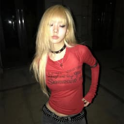 Karrcat Grunge Aesthetics Letter Print T-shirt Trashy 2000s Style Long Sleeve Red T Shirt Japanese Y2k Distressed Tops American