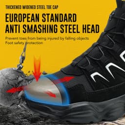 Rotating Button Work Boots For Men Steel Toe Work Safety Shoes Anti-smash Anti-Puncture Indestructible Construction Mining Boots