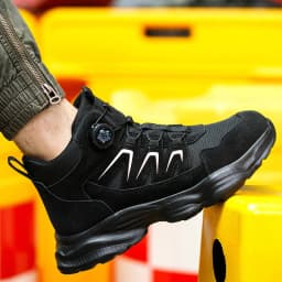 Rotating Button Work Boots For Men Steel Toe Work Safety Shoes Anti-smash Anti-Puncture Indestructible Construction Mining Boots