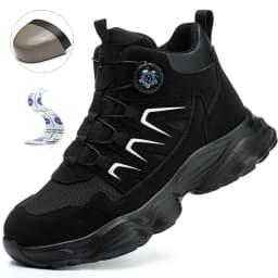Rotating Button Work Boots For Men Steel Toe Work Safety Shoes Anti-smash Anti-Puncture Indestructible Construction Mining Boots