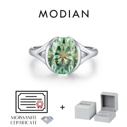 MODIAN 3CT Oval Green D Color Moissanite Ring 925 Sterling Silver Luxury Sparkling Jewelry Lab Diamond for Women Wedding Rings