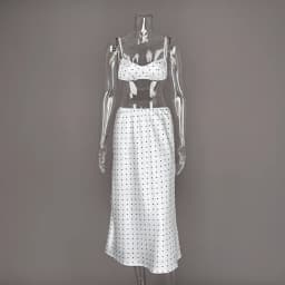 Linad Sexy Polka Dot Crop Top Camisole Long Skirts Suits Casual Spaghetti Strap Vest With High Waist Zipper Skirt Two Piece Sets