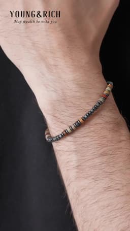 YOUNG&RICH Luxury Picasso Jasper Hematite Bracelet 4mm Bohemian Style Niche Accessory Handcrafted Unisex Bracelet