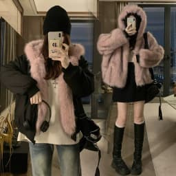 Double Sided Winter Coat Women Clothing Imitation Mink Fur Fur Hooded Cotton Jacket Female Warm Plush Cotton-padded Outerwea New