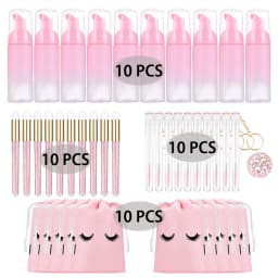 Grafting Eyelash Cleaning Kit 60ML Empty Foam Pump Dispenser Pore Deep Cleaning Brush Eyelash Extension Tube EVA Storage Bag
