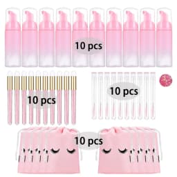 Grafting Eyelash Cleaning Kit 60ML Empty Foam Pump Dispenser Pore Deep Cleaning Brush Eyelash Extension Tube EVA Storage Bag