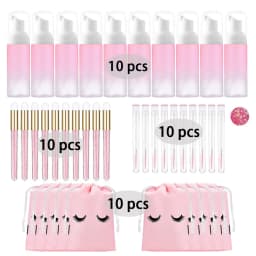 Grafting Eyelash Cleaning Kit 60ML Empty Foam Pump Dispenser Pore Deep Cleaning Brush Eyelash Extension Tube EVA Storage Bag
