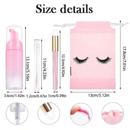 Grafting Eyelash Cleaning Kit 60ML Empty Foam Pump Dispenser Pore Deep Cleaning Brush Eyelash Extension Tube EVA Storage Bag