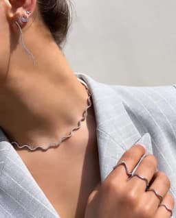 New Arrival Bezel Set 5A Cubic Zirconia Geometric Wave Tennis Necklaces for Women 18K Gold and Platinum Color Fashion Jewelry