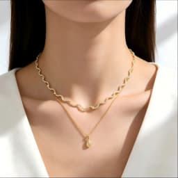 New Arrival Bezel Set 5A Cubic Zirconia Geometric Wave Tennis Necklaces for Women 18K Gold and Platinum Color Fashion Jewelry